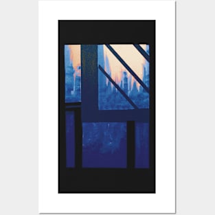 Blue Cityscape early evening Posters and Art